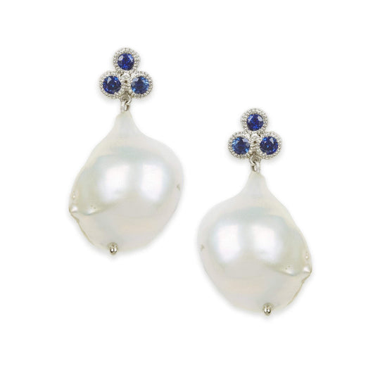 Elizabeth Buenaventura -  Nirvana Sapphire Baroque Pearl Earrings