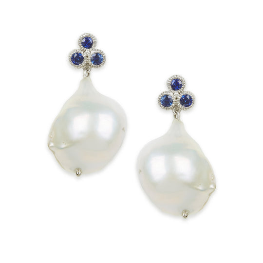 Nirvana Sapphire Baroque Pearl Earrings