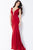 Deep V Neck and Open Back Long Jersey Dress with Train 22884