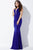 Deep V Neck and Open Back Long Jersey Dress with Train 22884