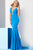Deep V Neck and Open Back Long Jersey Dress with Train 22884
