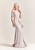 Park 108 - M214 Off Shoulder Asymmetric Peplum Crepe Gown In Neutral