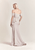 Park 108 - M214 Off Shoulder Asymmetric Peplum Crepe Gown In Neutral