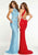 Panoply - 14855 Rhinestone Studded High Halter Long Gown In Blue and Red