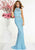 Panoply - 14855 Rhinestone Studded High Halter Long Gown In Blue