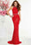Panoply - 14855 Rhinestone Studded High Halter Long Gown In Red