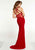 Panoply - 14857 Interweave Strapped Ornate Sheath Gown In Red