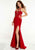 Panoply - 14857 Interweave Strapped Ornate Sheath Gown In Red
