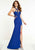 Panoply - 14857 Interweave Strapped Ornate Sheath Gown In Blue