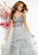 Panoply - 14859 Embellished V-neck Tulle A-line Dress In Silver