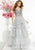 Panoply - 14859 Embellished V-neck Tulle A-line Dress In Silver