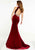Panoply - 14860 Keyhole Cutout Bejeweled Choker Velvet Gown In Red