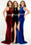 Panoply - 14860 Keyhole Cutout Bejeweled Choker Velvet Gown In Red and Blue