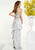 Panoply - 14866 Beaded Fringed Evening Gown In Silver