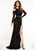 Panoply - 14868 Cold Shoulder Long Sleeve Sequined Gown In Black