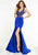 Panoply - 14869 Rhinestone Embellished Slit Evening Dress In Blue