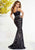Panoply - Sequined Illusion Bateau Fitted Gown 14872  In Blue and Neutral