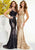 Panoply - 14872 Sequined Fitted Evening Gown In Gold and Blue