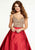 Panoply - 14875 Beaded Sweetheart Mikado Gown In Gold and Red