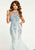 Panoply - 14876 Crystal Beaded Halter Mermaid Gown In Blue