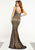 Panoply - 14879 Metallic Appliqued Fitted Evening Dress In Black