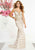 Panoply - 14879 Metallic Appliqued Fitted Evening Dress In Neutral
