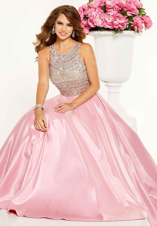 Panoply - 14880 Ombre Beaded Sleeveless Evening Gown In Pink and Multi-Color