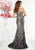 Panoply - 14905 Geometric Beaded Tulle Overlaid Sheath Gown In Black and Silver