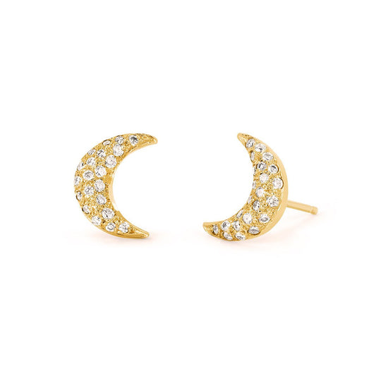 NEW! Micro Pavé Diamond Crescent Studs