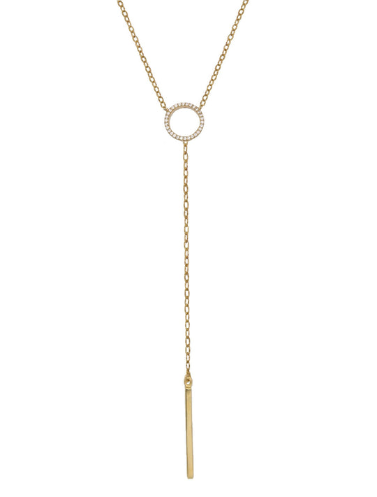 Pave Circle Lariat Necklace