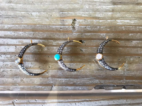 Heather Gardner - Turquoise Crescent Moon Necklace:  other colors available