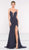 Colors Dress - 1993 Fitted Plunging Trumpet Gown with Slit in Gray