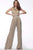 Jovani - 67878 Jewel Beaded Long Jumpsuit In Gold and Neutral