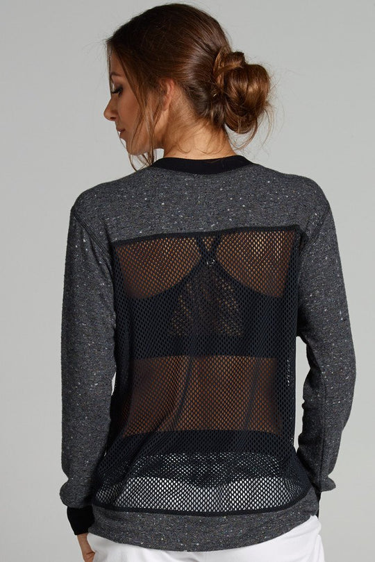 Pia Open Back Sweatshirt - Charcoal/Black