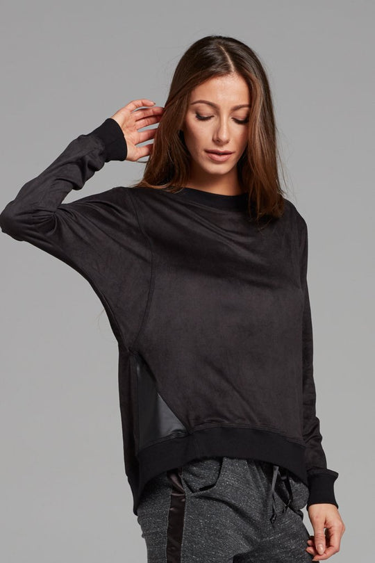 Pia Suede Sweatshirt- Black/Black