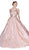 Cinderella Divine - CR827 Brocade V-neck Ballgown In Pink