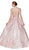 Cinderella Divine - CR827 Brocade V-neck Ballgown In Pink