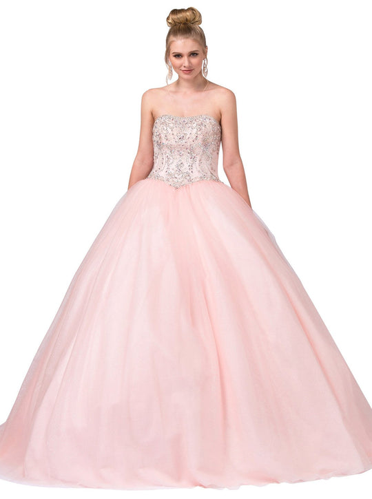 Dancing Queen - 1352 Strapless Embellished Sweetheart Ballgown In Pink