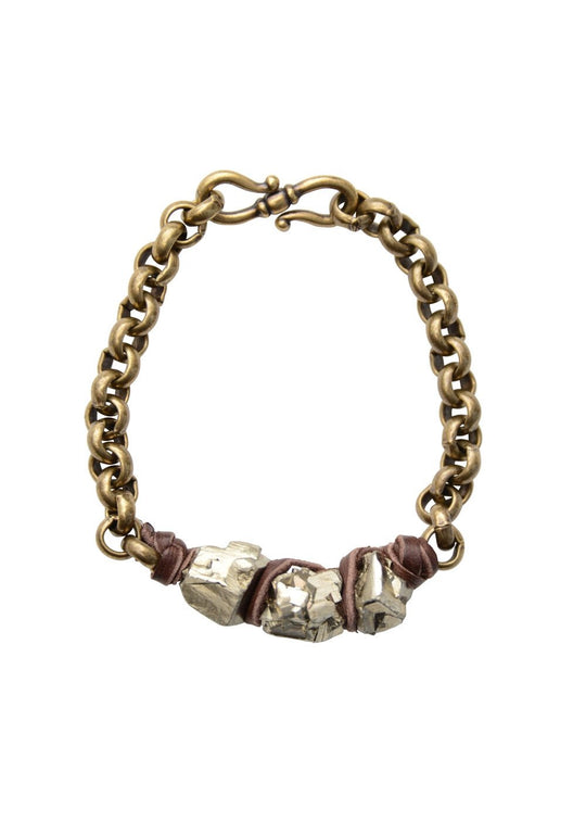 Pyrite Rocker Leather Bracelet- 1 LEFT !!