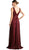 Cinderella Divine - Plunging V-Neck Shirr-Ornate A-Line Evening Gown