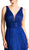 Plunging V-Neck Shirr-Ornate A-Line Evening Gown