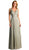 Cinderella Divine - Plunging V-Neck Shirr-Ornate A-Line Evening Gown