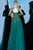 Jovani - 62800 Three Quarter Sleeves Embellished Tulle Evening Gown In Green