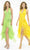 La Femme - 11906 Halter High Low Prom Dress In Green and Yellow