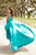 Sherri Hill - 52410 Sleeveless V Neck Silk Charmeuse A Line Dress In Blue and Green