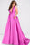 V Neck Mikado Prom Ballgown with Pleated Skirt JVN47530