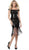 Jovani - 63636 Sequined Off-Shoulder Fringe Sheath Dress In Black