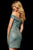 Sherri Hill - 52355 Off Shoulder Glitter Stretch Fitted Short Dress In Green and Silver