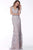 Jovani - 65636 V-Neck Embroidered Long Dress In Gray