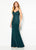Cameron Blake - 219685 Beaded Metallic V-Neck Evening Gown In Green